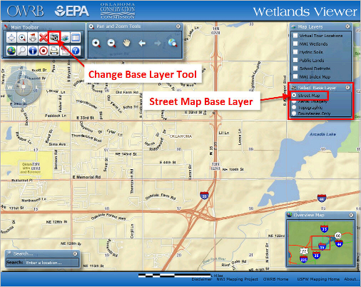 Showing Map with Street Map Base Imagery