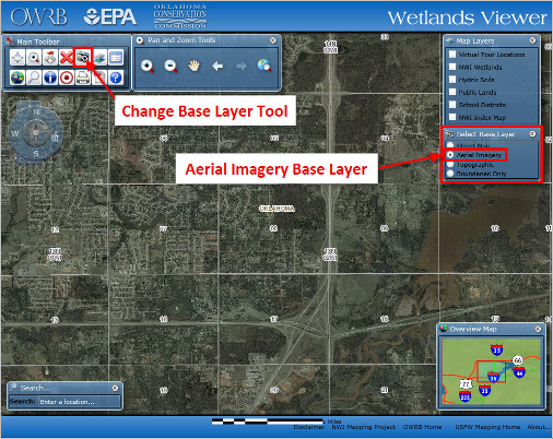 Showing Map with Aerial Base Imagery