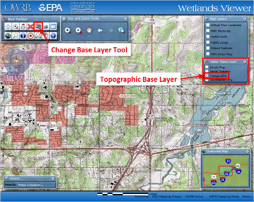 Showing Map with Topographic Base Imagery