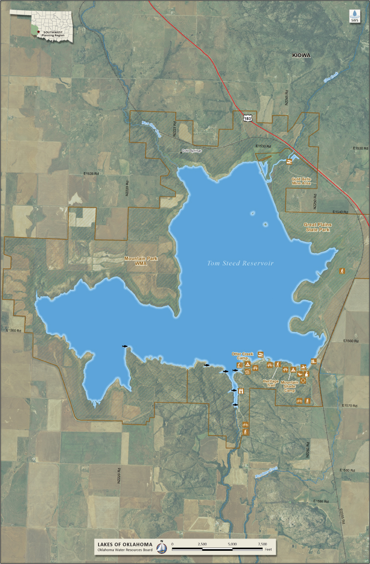 OWRB Map for Tom Steed Lake