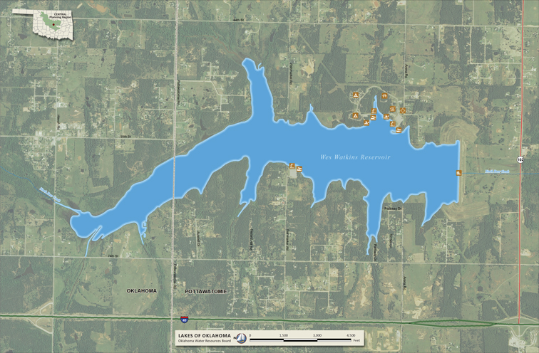 OWRB Lake Map for Lake Wes Watkins